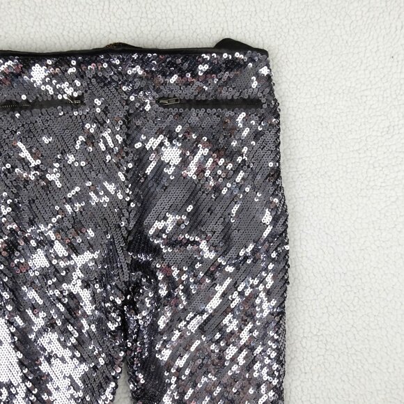 LA Rok Pants Womens Extra Small Silver Sequins Party Club Rave Tights - Picture 6 of 12